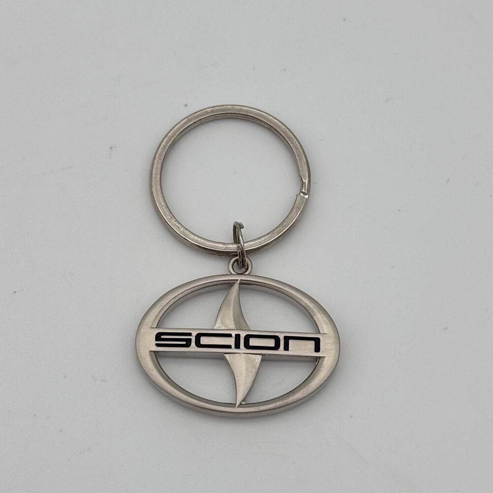 Scion Keychain Key Ring Car Logo Metal Silver Vintage Auto Accessory Gift